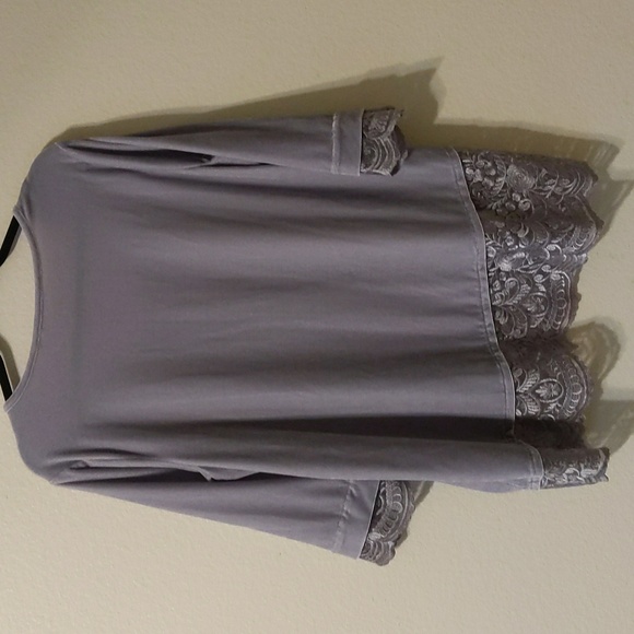 Soft Surroundings Women's Velvet And Lace Trim Tunic Top - Picture 6 of 6